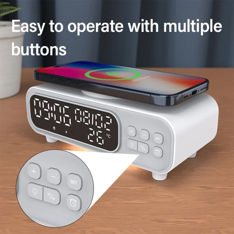 Usb C Earphone - 15W chargeur sans fil temps réveil